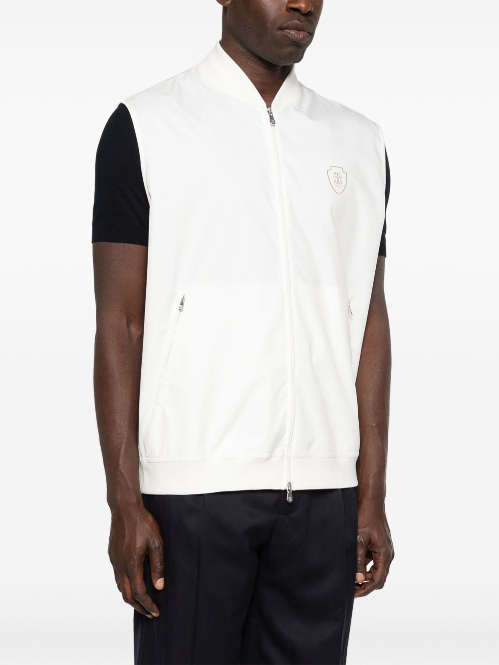 Gilet con dettaglio logo in bianco Brunello cucinelli - uomo 