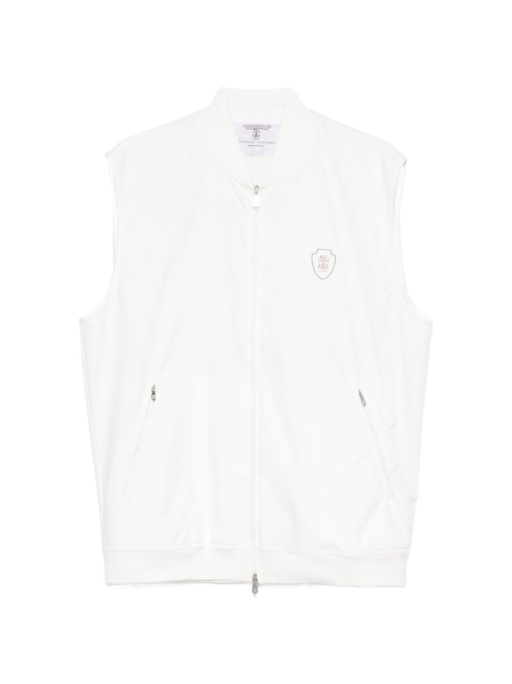 Gilet con dettaglio logo in bianco Brunello cucinelli - uomo 