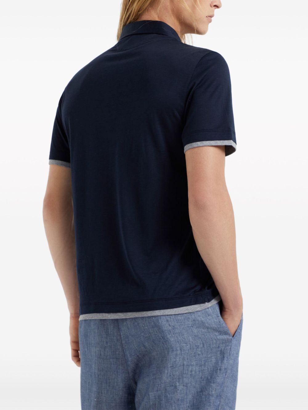 Polo a strati in blu Brunello cucinelli - uomo 