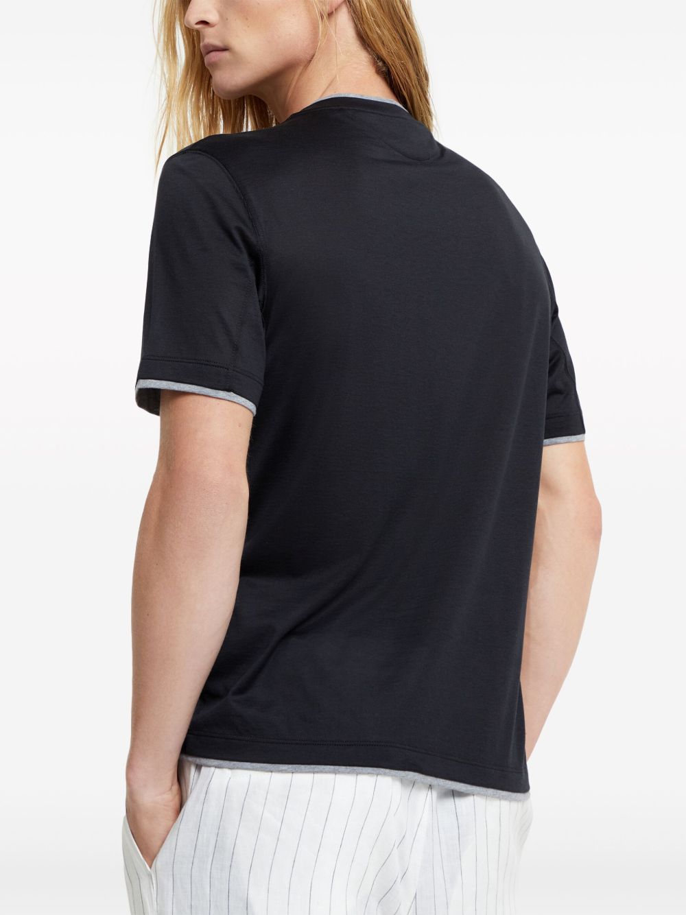 T-shirt a strati in blu Brunello cucinelli - uomo 