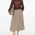 Maglione girocollo con paillettes in marrone Brunello cucinelli - donna 