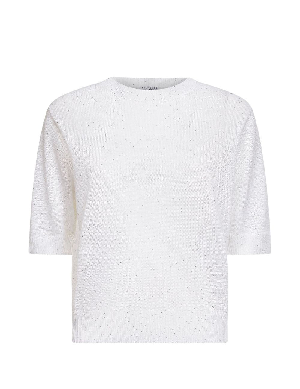 T-shirt decorata con paillettes  in bianco Brunello cucinelli - donna 