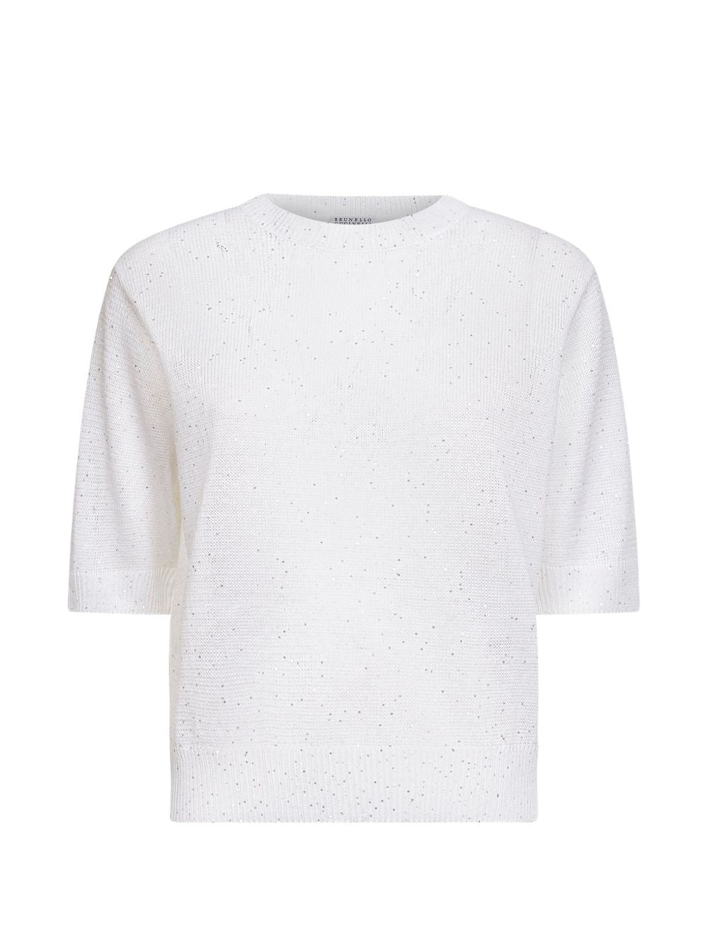 T-shirt decorata con paillettes  in bianco Brunello cucinelli - donna 
