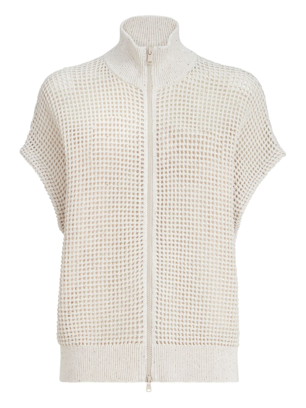 Cardigan con zip in bianco Brunello cucinelli - donna 