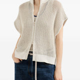 Cardigan con zip in bianco Brunello cucinelli - donna 