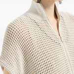 Cardigan con zip in bianco Brunello cucinelli - donna 