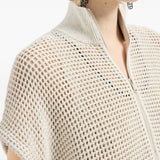 Cardigan con zip in bianco Brunello cucinelli - donna 