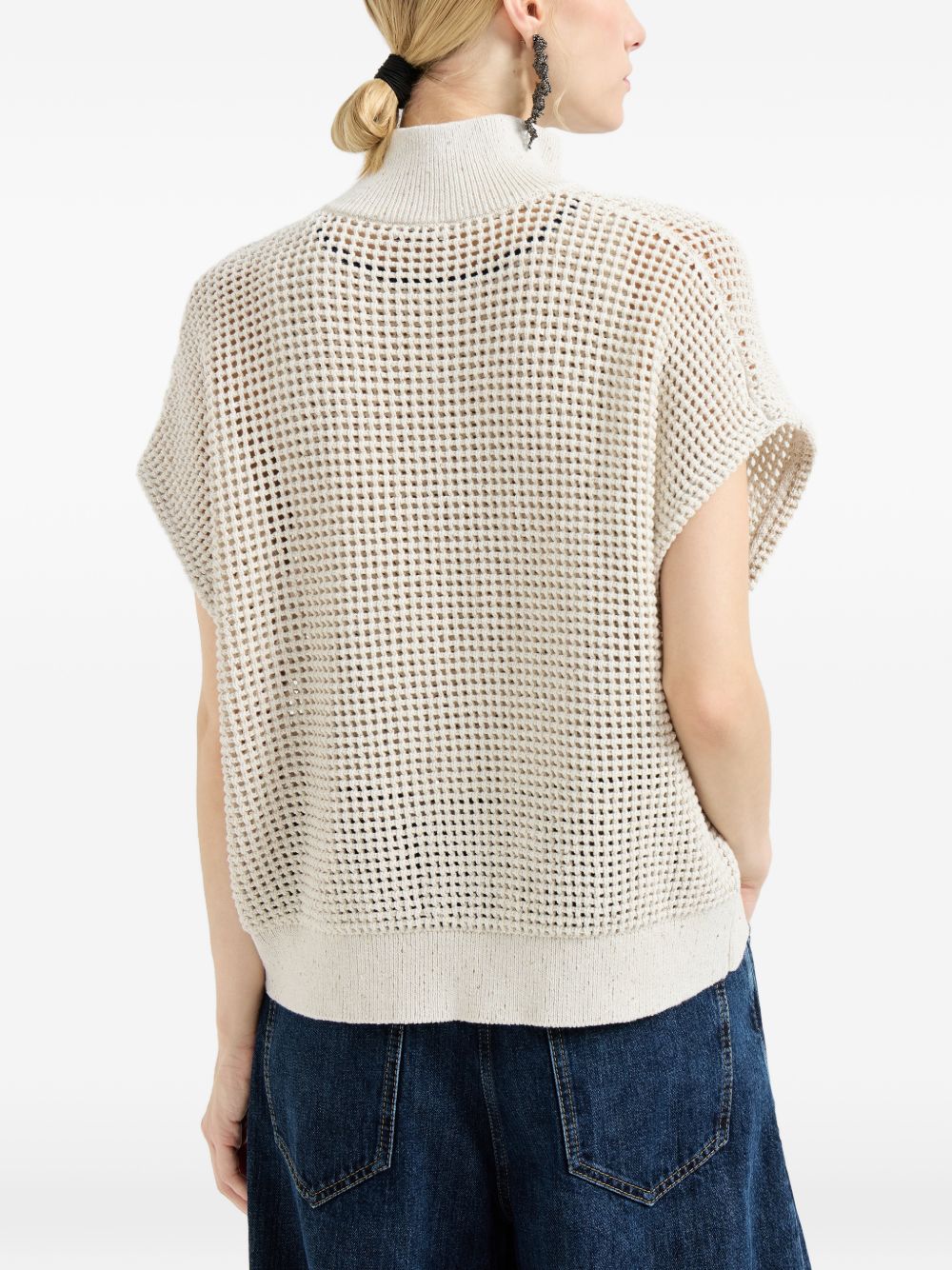 Cardigan con zip in bianco Brunello cucinelli - donna 