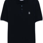 Polo con ricamo in nero Brunello cucinelli - uomo 
