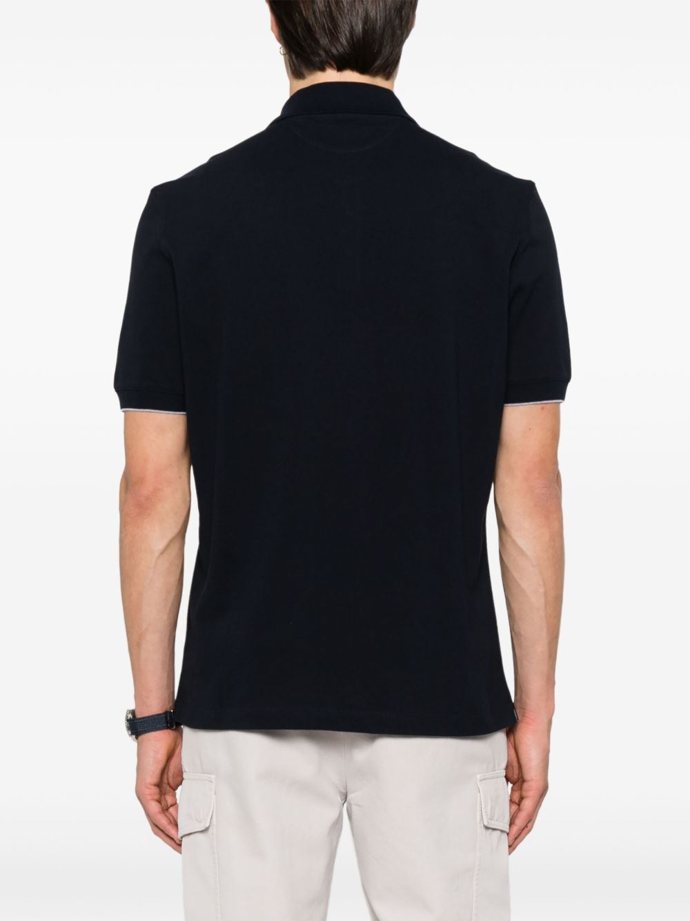 Polo con ricamo in nero Brunello cucinelli - uomo 