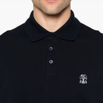Polo con ricamo in nero Brunello cucinelli - uomo 