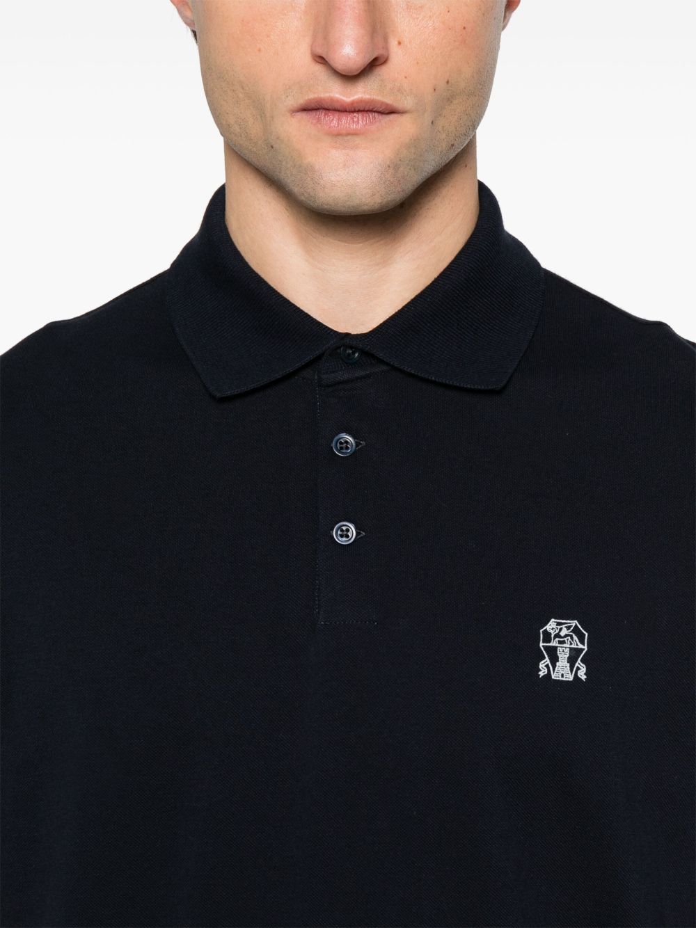 Polo con ricamo in nero Brunello cucinelli - uomo 