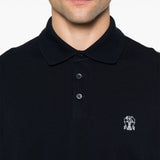 Polo con ricamo in nero Brunello cucinelli - uomo 