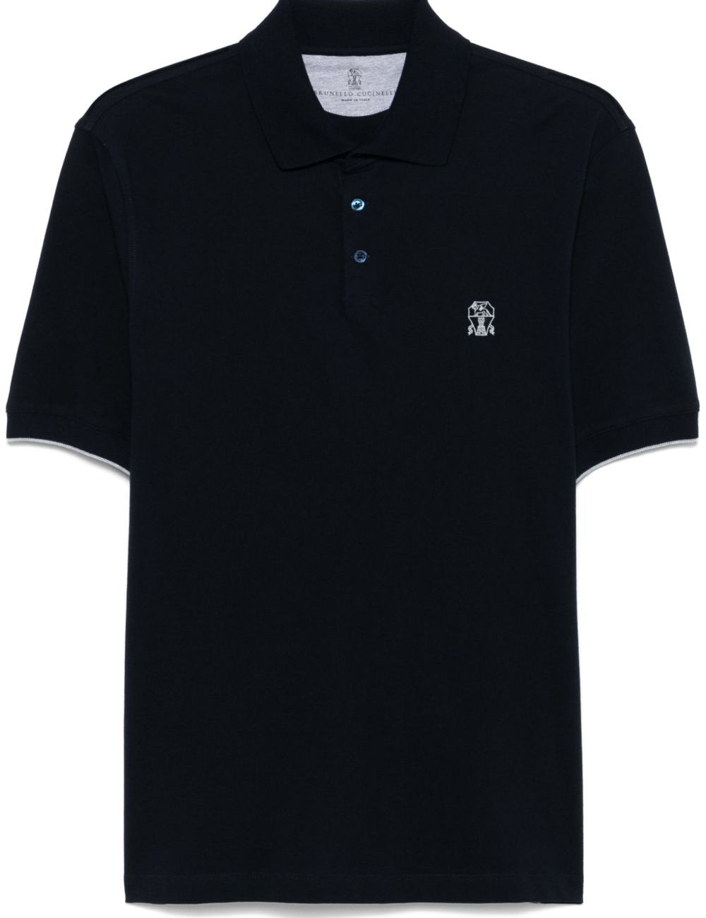 Polo con ricamo in nero Brunello cucinelli - uomo 