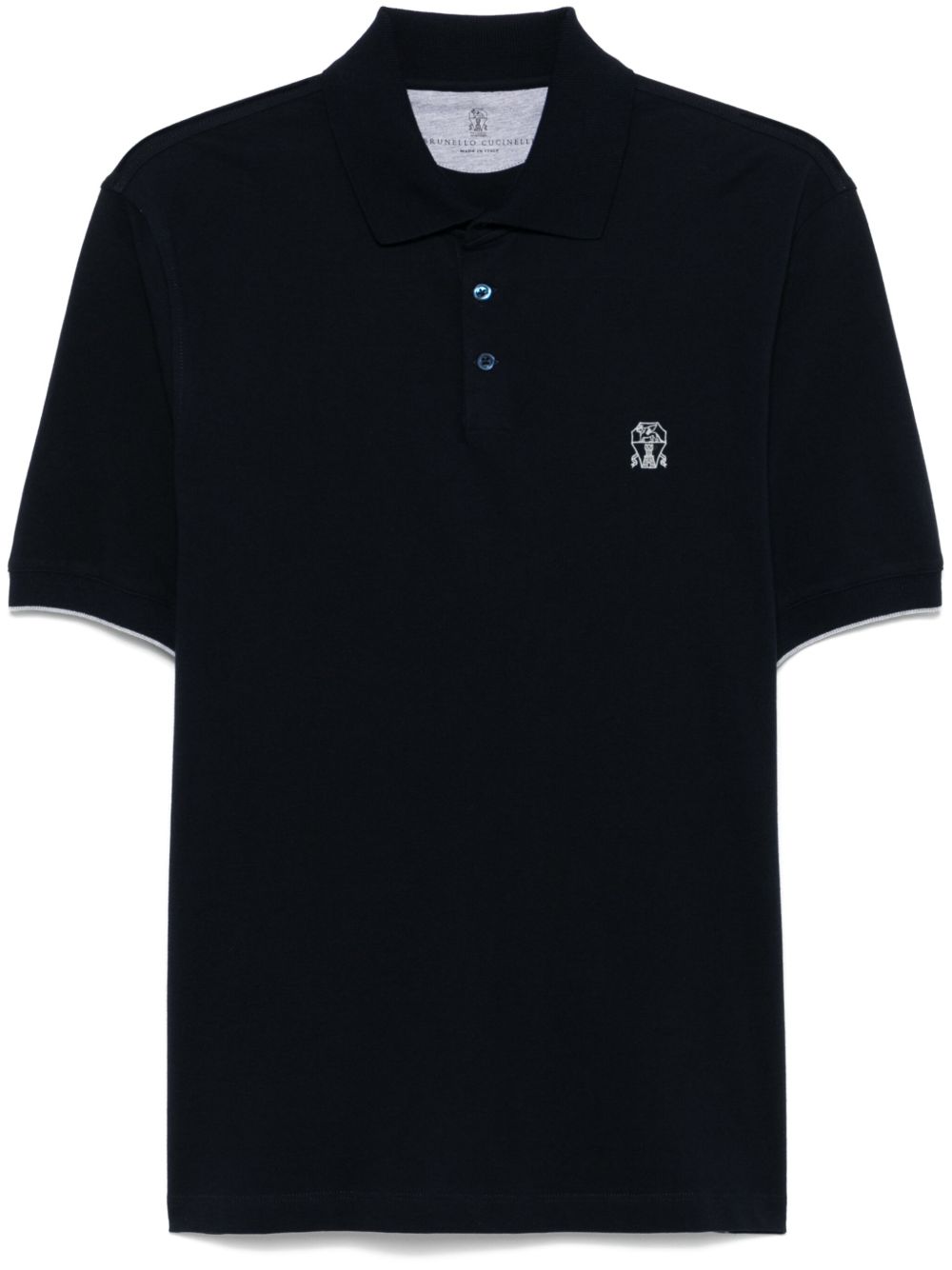 Polo con ricamo in nero Brunello cucinelli - uomo 