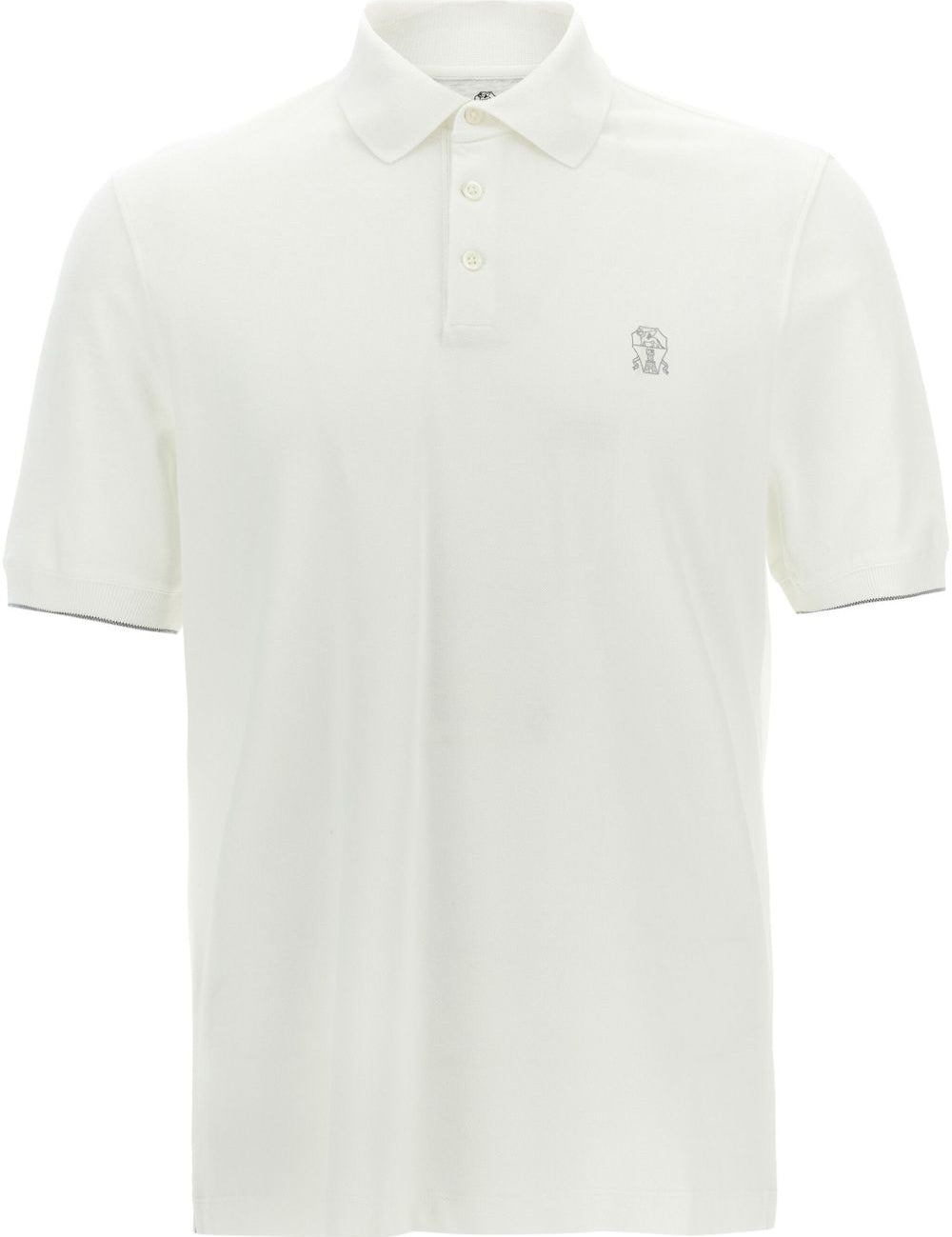 Polo con stampa logo in bianco Brunello cucinelli - uomo 