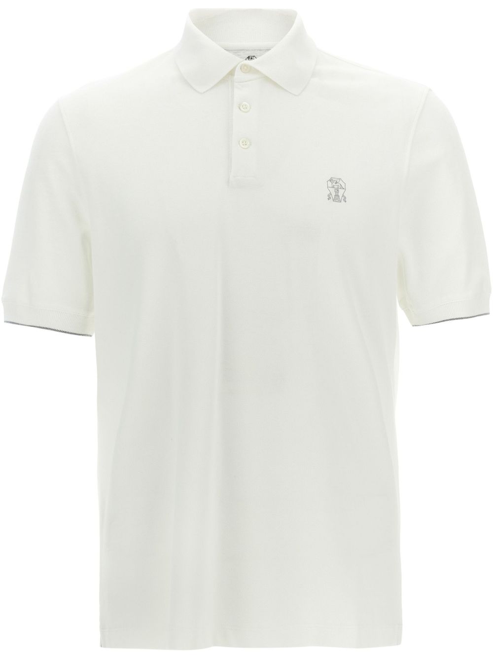 Polo con stampa logo in bianco Brunello cucinelli - uomo 