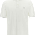 Polo con stampa logo in bianco Brunello cucinelli - uomo 