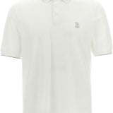 Polo con stampa logo in bianco Brunello cucinelli - uomo 