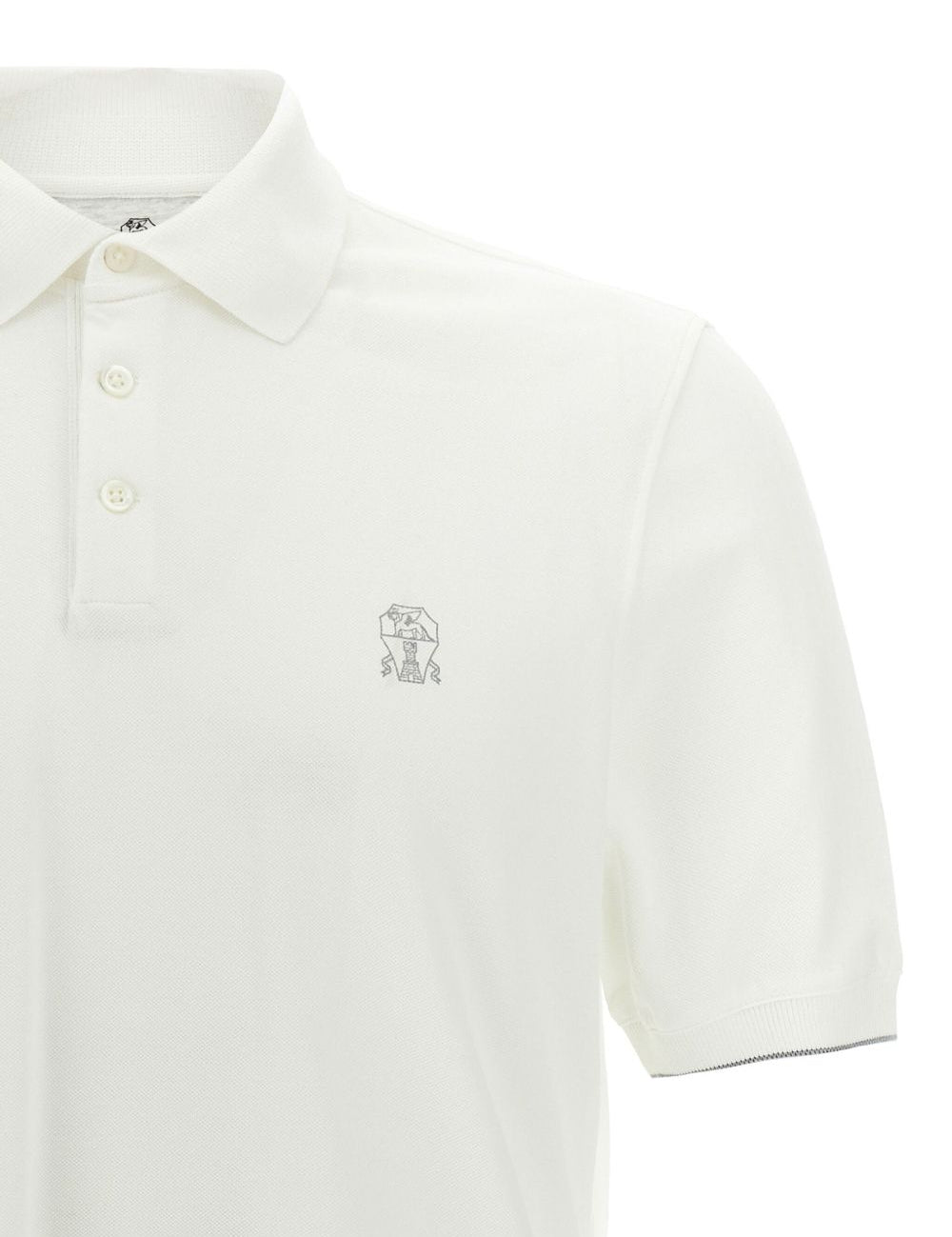 Polo con stampa logo in bianco Brunello cucinelli - uomo 