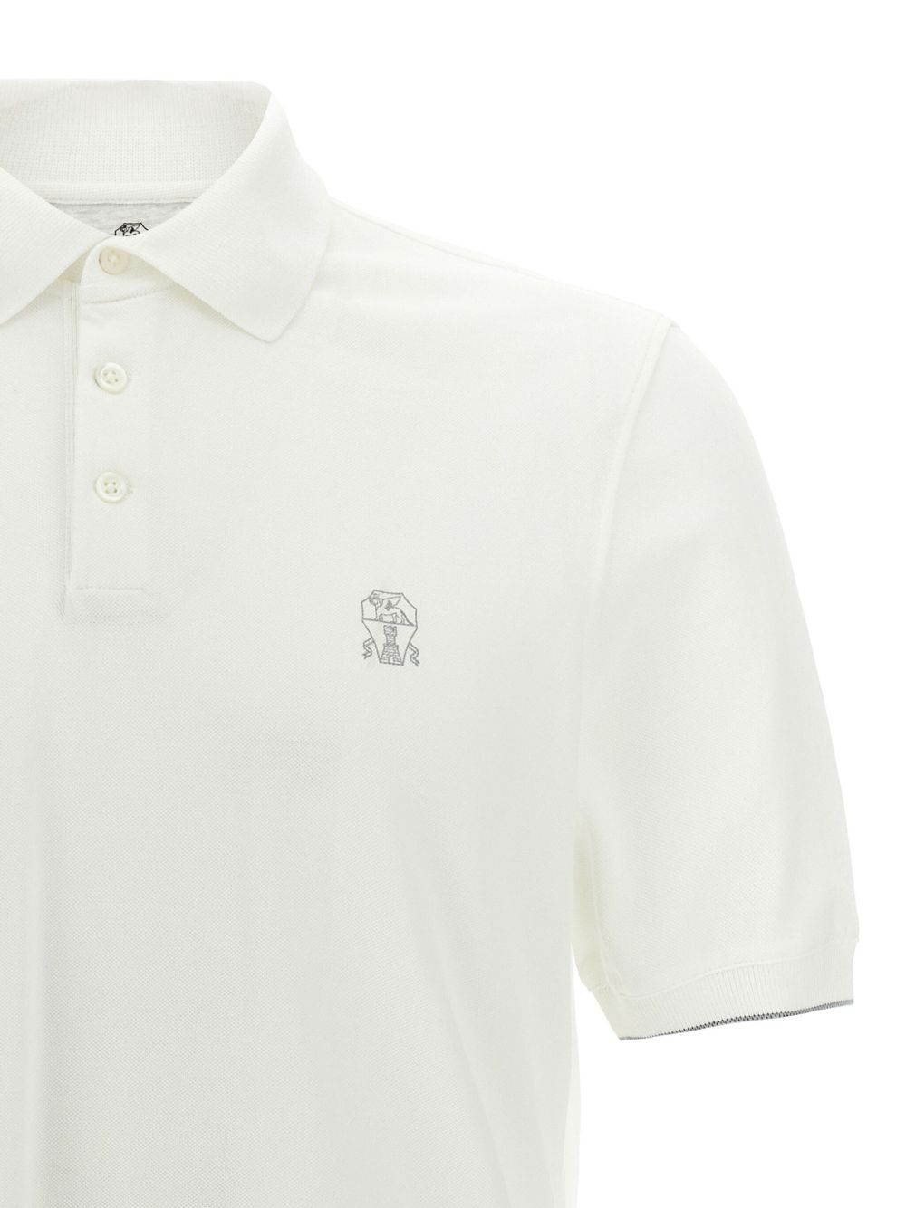 Polo con stampa logo in bianco Brunello cucinelli - uomo 