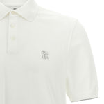 Polo con stampa logo in bianco Brunello cucinelli - uomo 