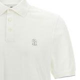 Polo con stampa logo in bianco Brunello cucinelli - uomo 