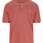 Polo con logo in rosa Brunello cucinelli - uomo 