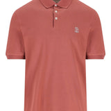 Polo con logo in rosa Brunello cucinelli - uomo 