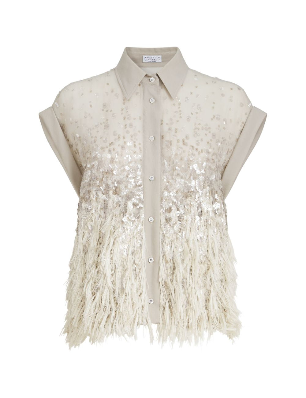 Camicia con frange in beige Brunello cucinelli - donna 