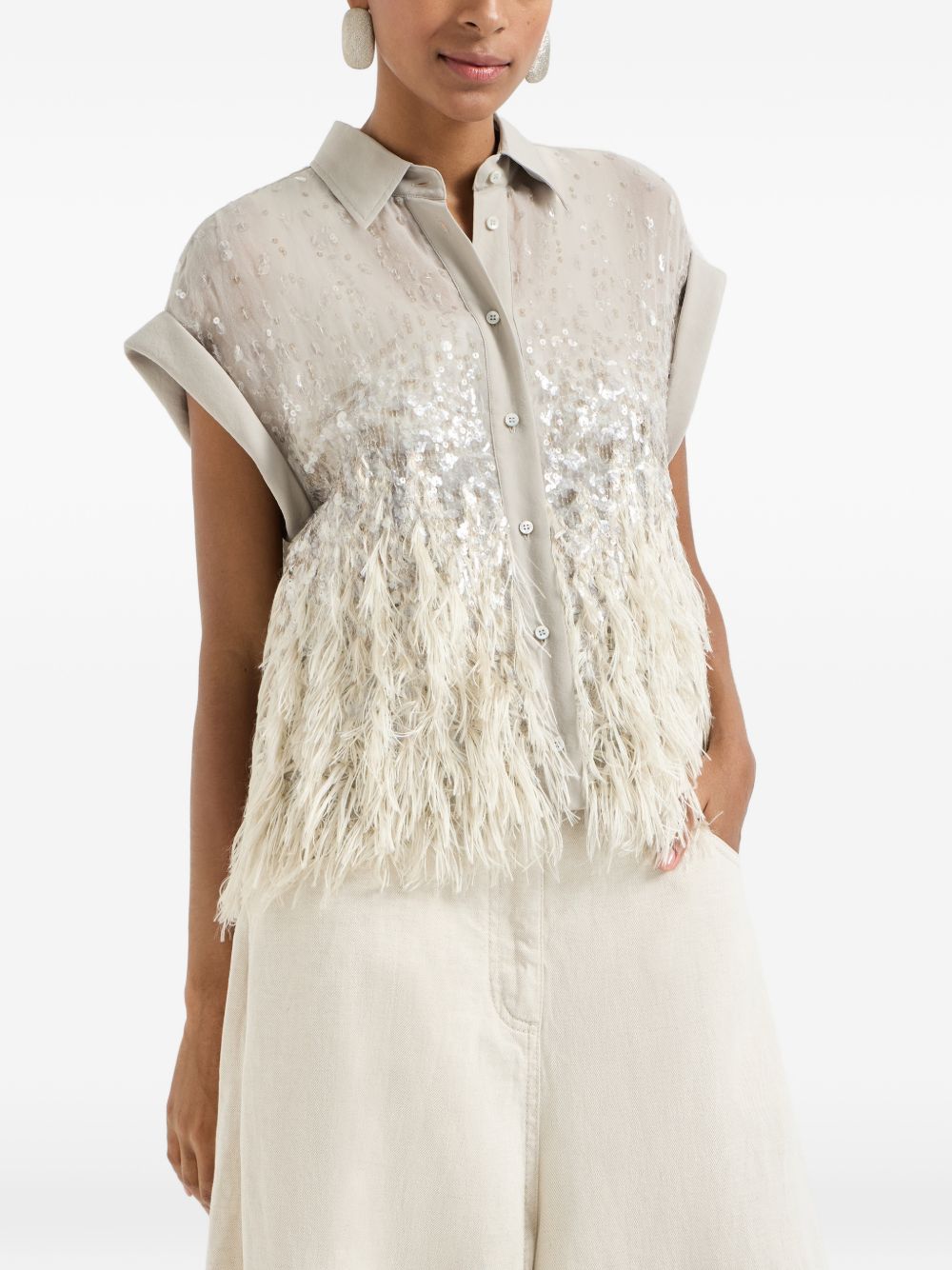 Camicia con frange in beige Brunello cucinelli - donna 