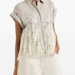 Camicia con frange in beige Brunello cucinelli - donna 