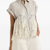 Camicia con frange in beige Brunello cucinelli - donna 