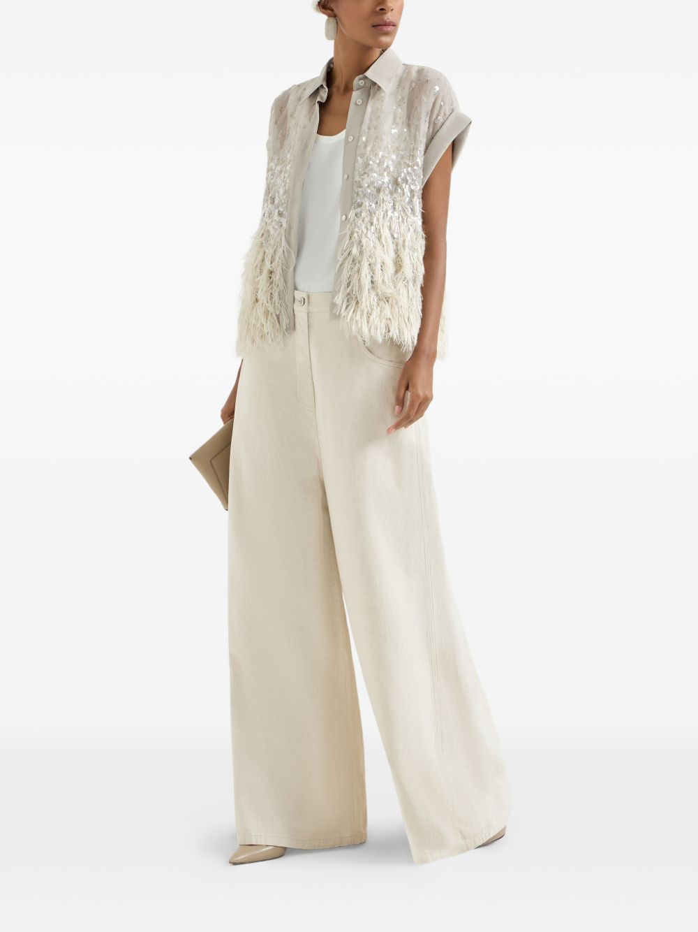 Camicia con frange in beige Brunello cucinelli - donna 