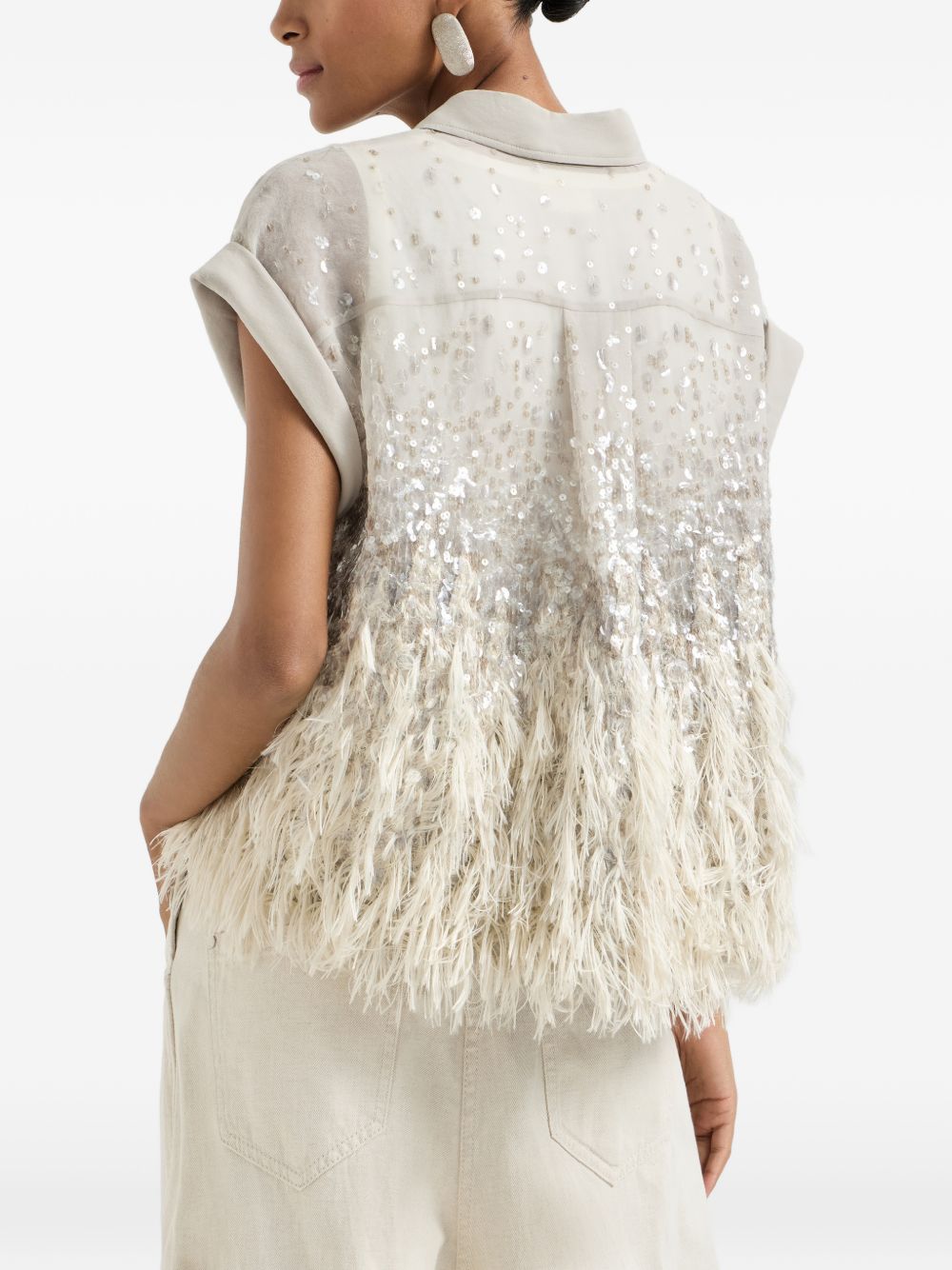 Camicia con frange in beige Brunello cucinelli - donna 