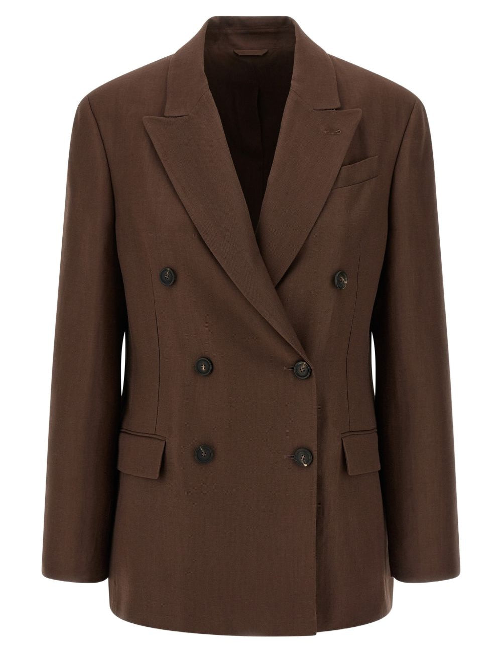 Blazer doppio petto con revers a lancia in marrone Brunello cucinelli - uomo 
