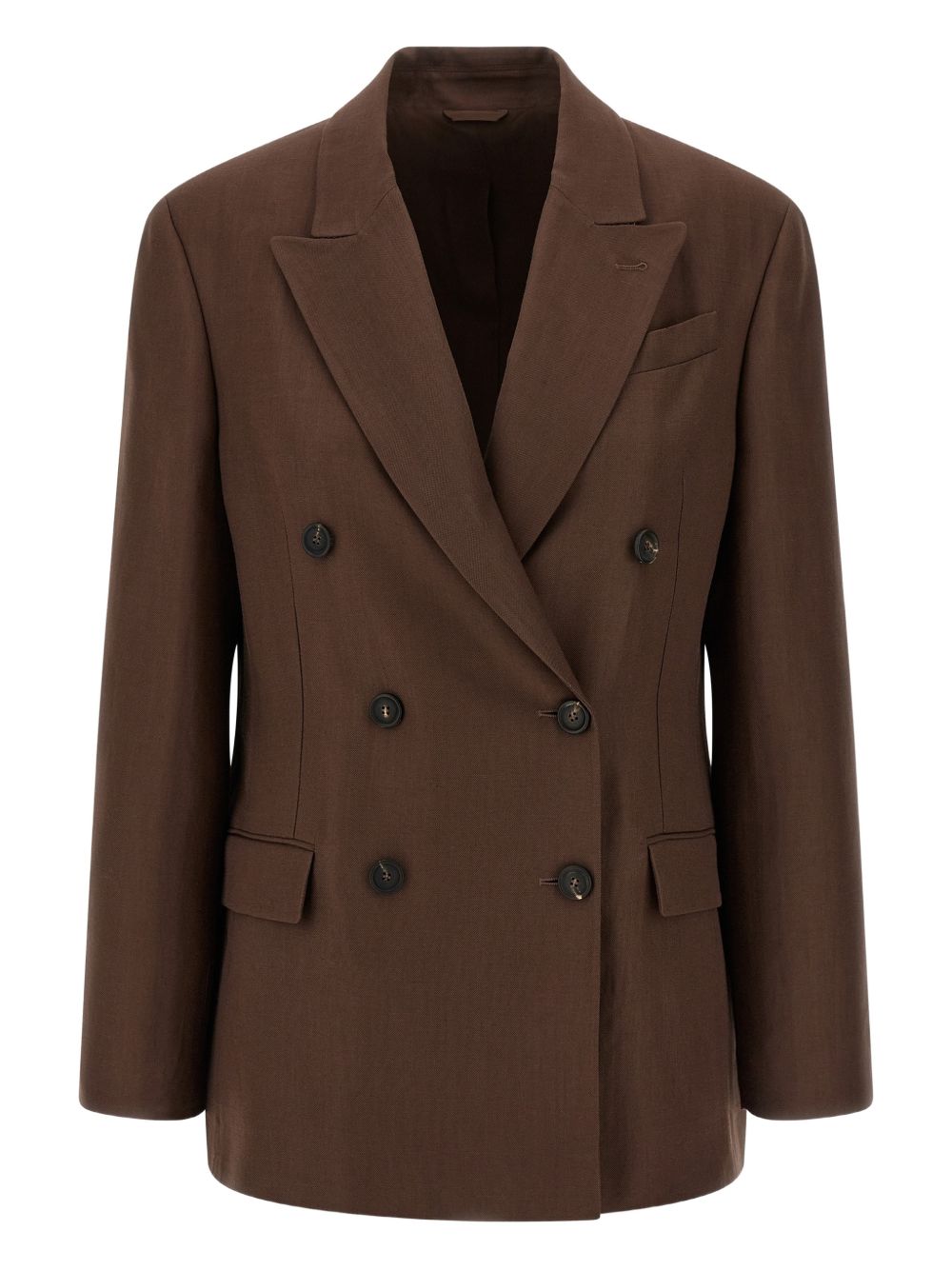 Blazer doppio petto con revers a lancia in marrone Brunello cucinelli - uomo 