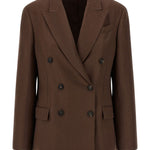 Blazer doppio petto con revers a lancia in marrone Brunello cucinelli - uomo 