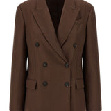 Blazer doppio petto con revers a lancia in marrone Brunello cucinelli - uomo 