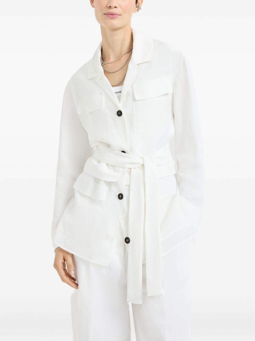 Giacca con cintura in bianco Brunello cucinelli - donna 