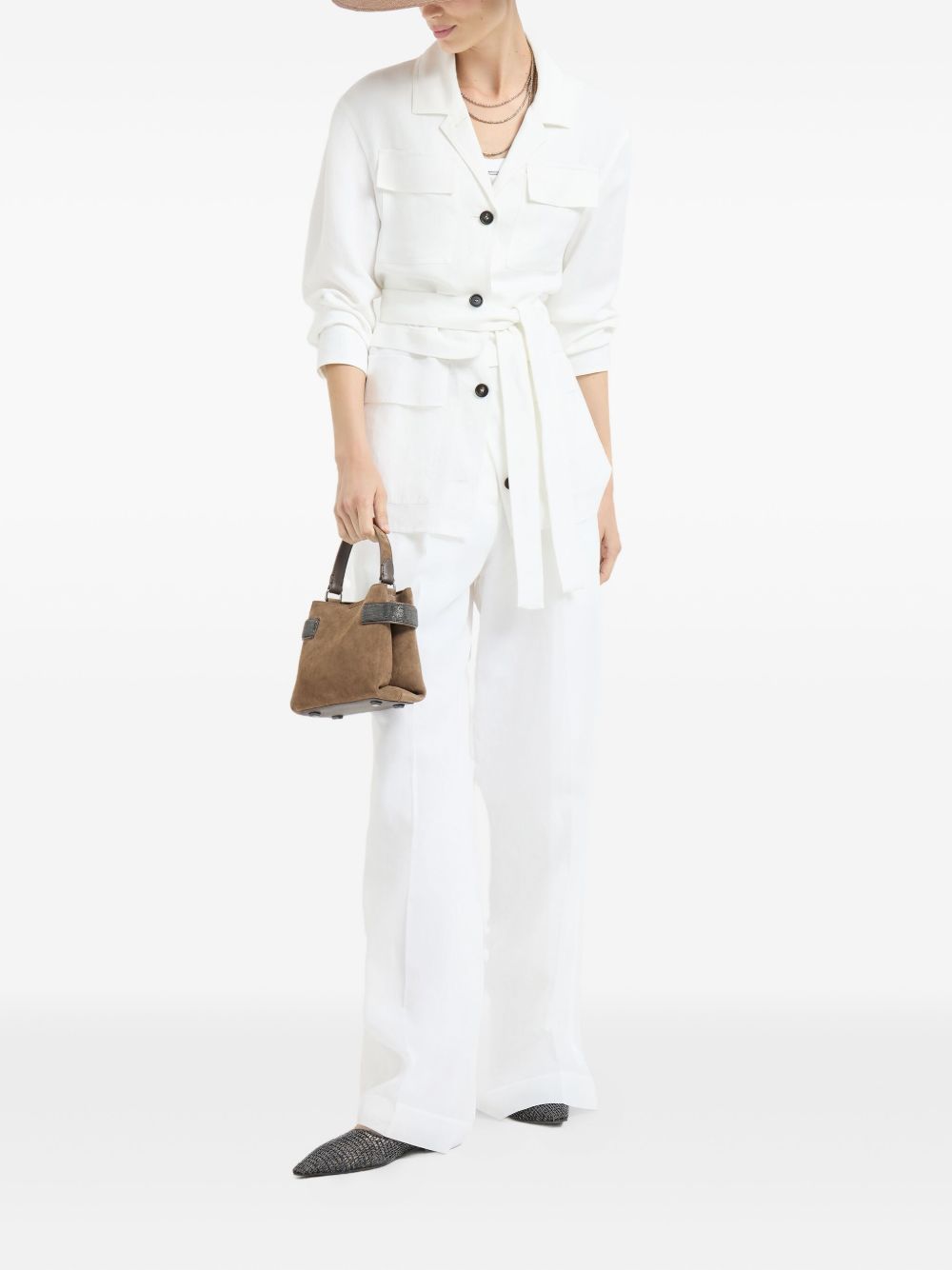 Giacca con cintura in bianco Brunello cucinelli - donna 