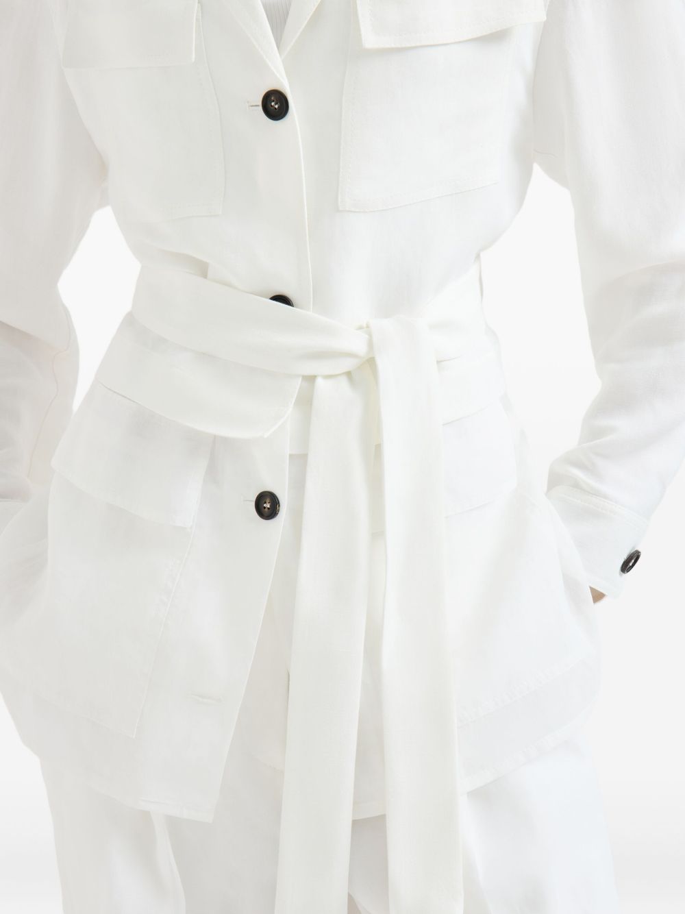 Giacca con cintura in bianco Brunello cucinelli - donna 
