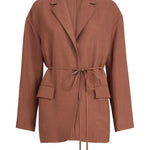 Blazer in misto lino con cintura in marrone Brunello cucinelli - donna 