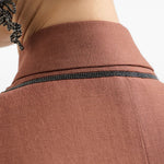Blazer in misto lino con cintura in marrone Brunello cucinelli - donna 