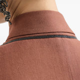Blazer in misto lino con cintura in marrone Brunello cucinelli - donna 