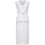 Abito midi con scollo a V in bianco Brunello cucinelli - donna 