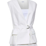 Abito midi con scollo a V in bianco Brunello cucinelli - donna 