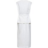 Abito midi con scollo a V in bianco Brunello cucinelli - donna 