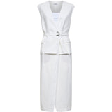 Abito midi con scollo a V in bianco Brunello cucinelli - donna 