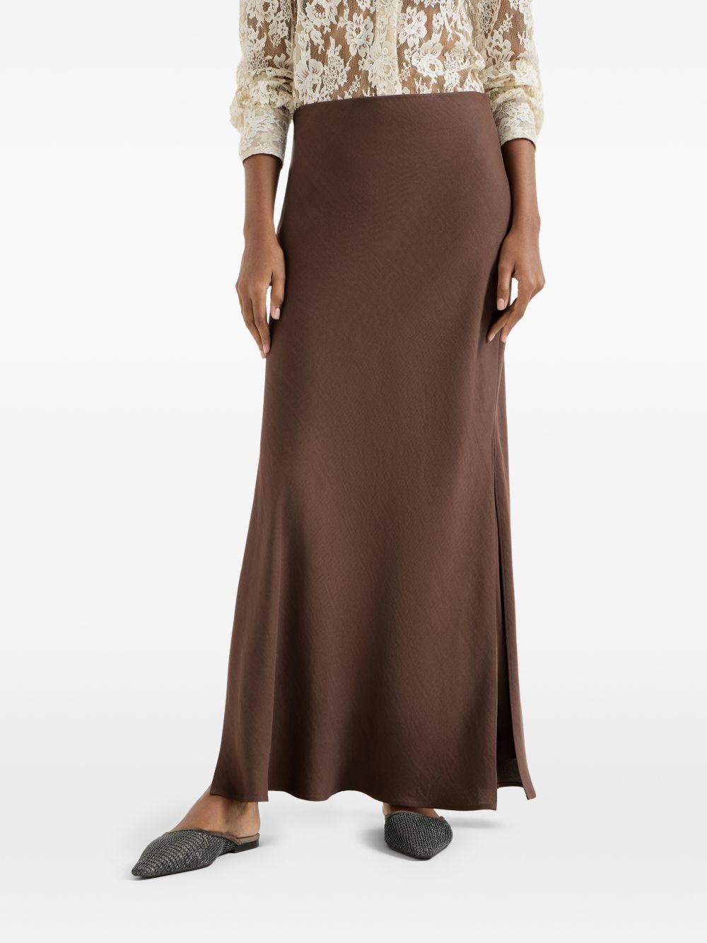 Gonna maxi con spacco in marrone Brunello cucinelli - donna 